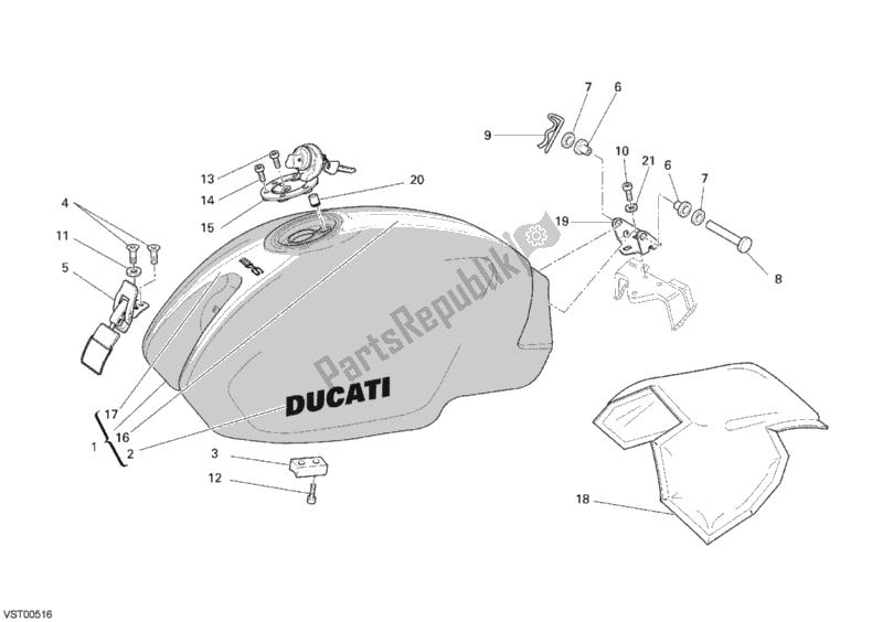Tutte le parti per il Serbatoio Di Carburante del Ducati Monster S4 RS USA 1000 2008